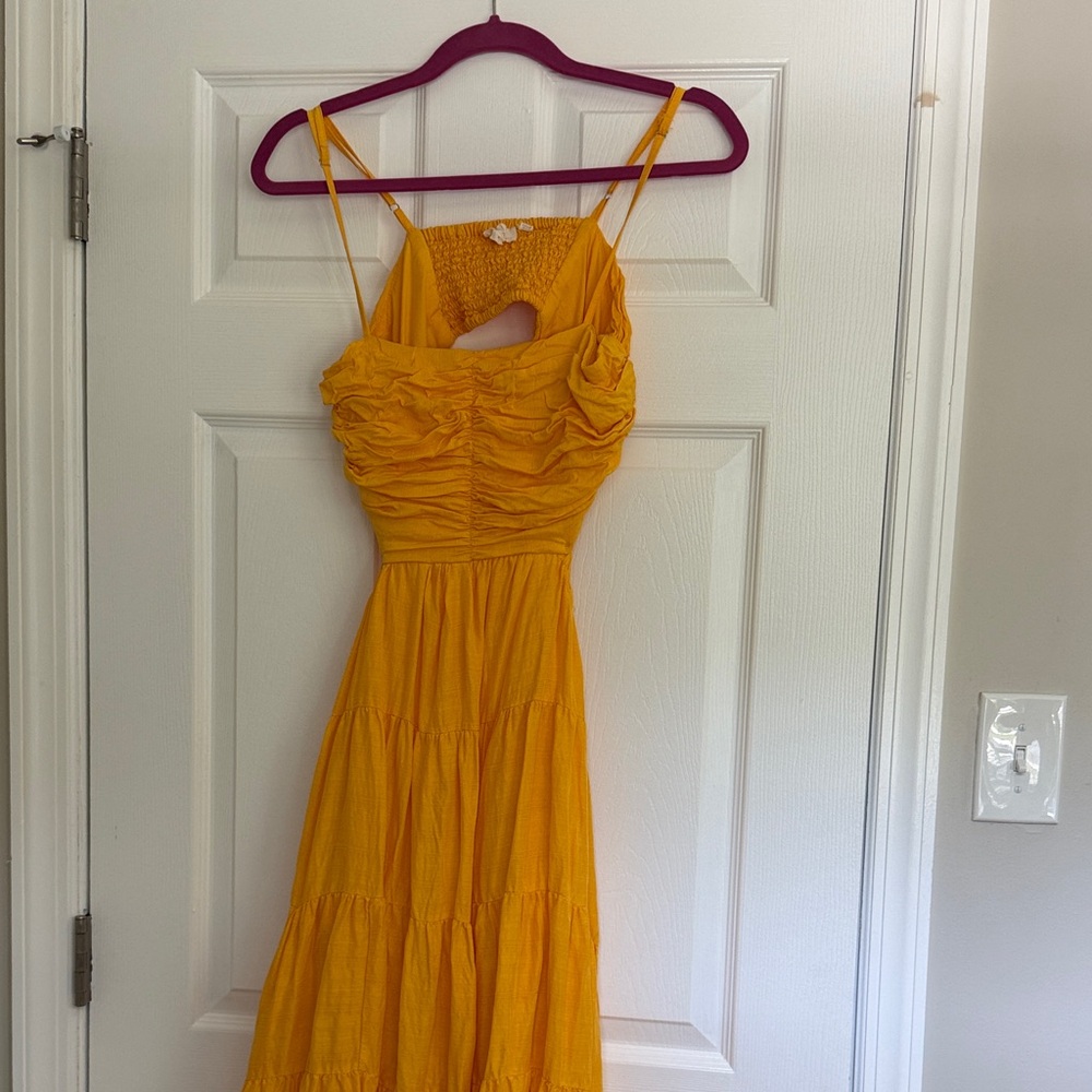 Yellow Ruched Maxi Dress- S